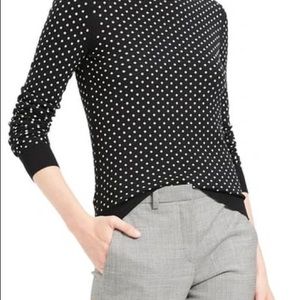 Theory - MINI POLKA DOT CREWNECK REGAL WOOL SWEATER IN BLACK/ IVORY